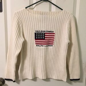 Ralph Lauren Polo Jeans Flag Sweater XL (more like an M/ like a cropped top!)